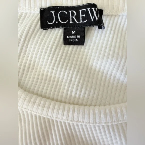 J. Crew Vintage Rib Top with Lace Sleeves Ivory Size Medium M - Picture 9 of 9